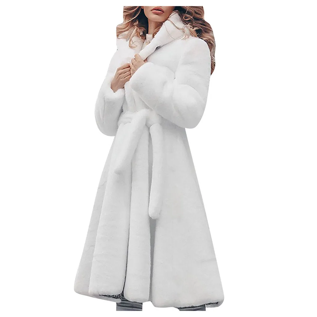 Luxurious Thick Hooded Faux Fur Coat Winter New Warm Long Faux Fox Fur Coats Women Fashion Plus Size Coats Elegant Jackets Black