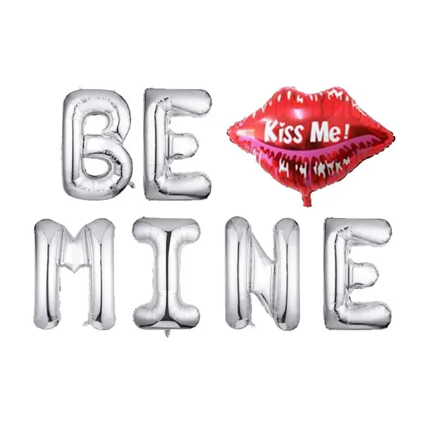 

BE Mine Valentine Banner Decoration Kiss Me Lip Balloon for Valentines Day Wedding Bridal Shower Marry Me Bachelor Bubbly