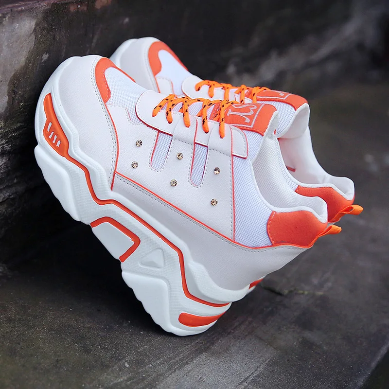 

Women Walking Wedges Shoes For Woman Increasing 9CM INS Ulzza Sneakers Ladies Height Platform Breathable Basket Femme