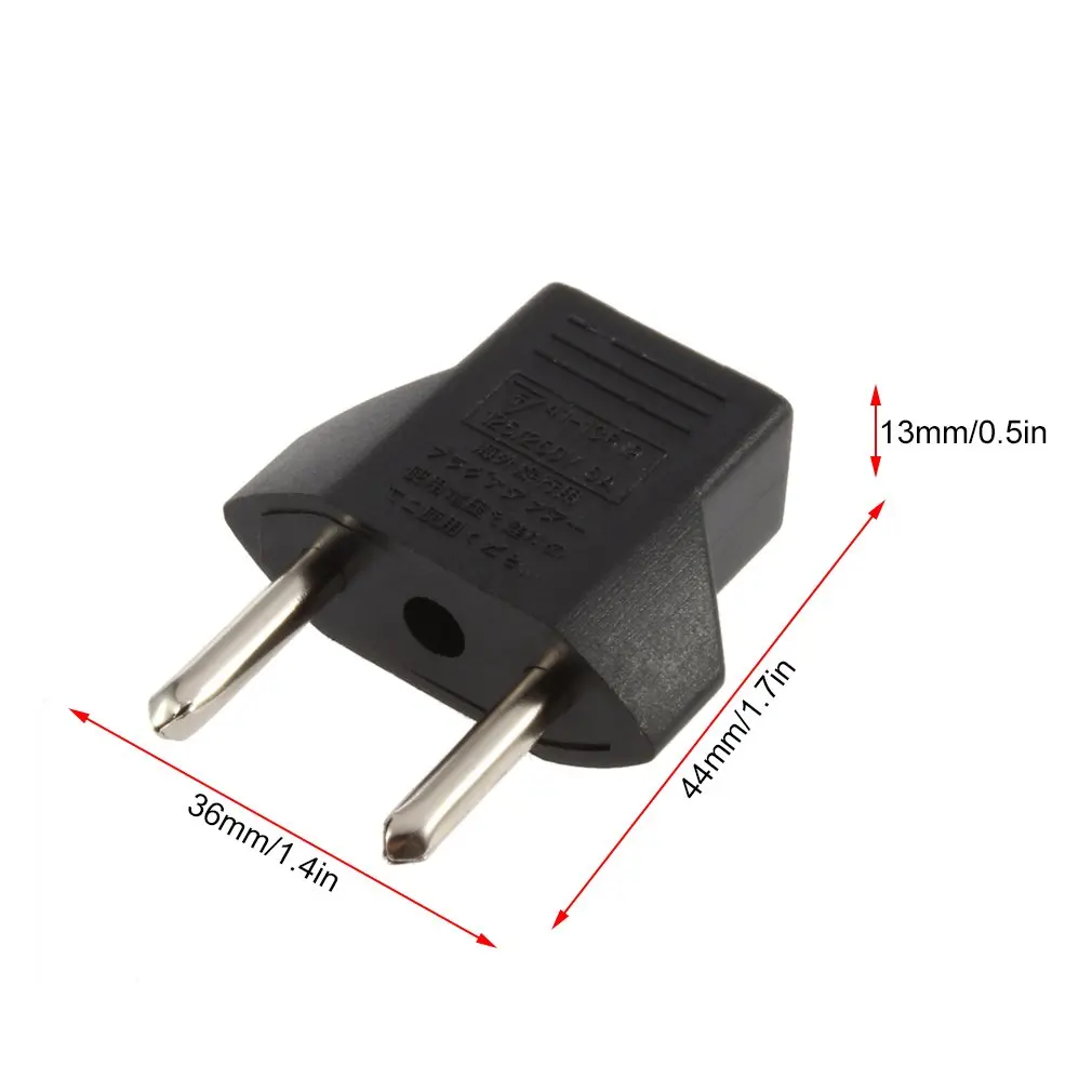 

1pcs 6A EU Adapter Plug Europe Wall Power Charger 2 Flat Pin To EU 2 Round Pin Plug Socket Power Charger Adapter