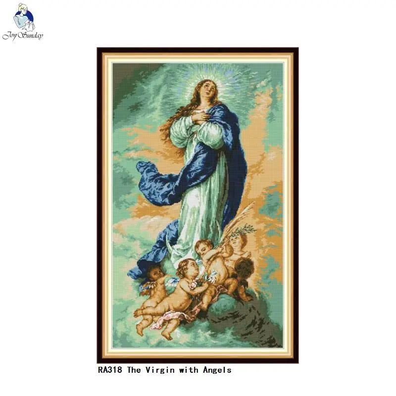 

Набор для вышивки крестиком DMC 11ct 14ct, Набор для вышивки крестиком с изображением девы с ангелами, для домашнего декора