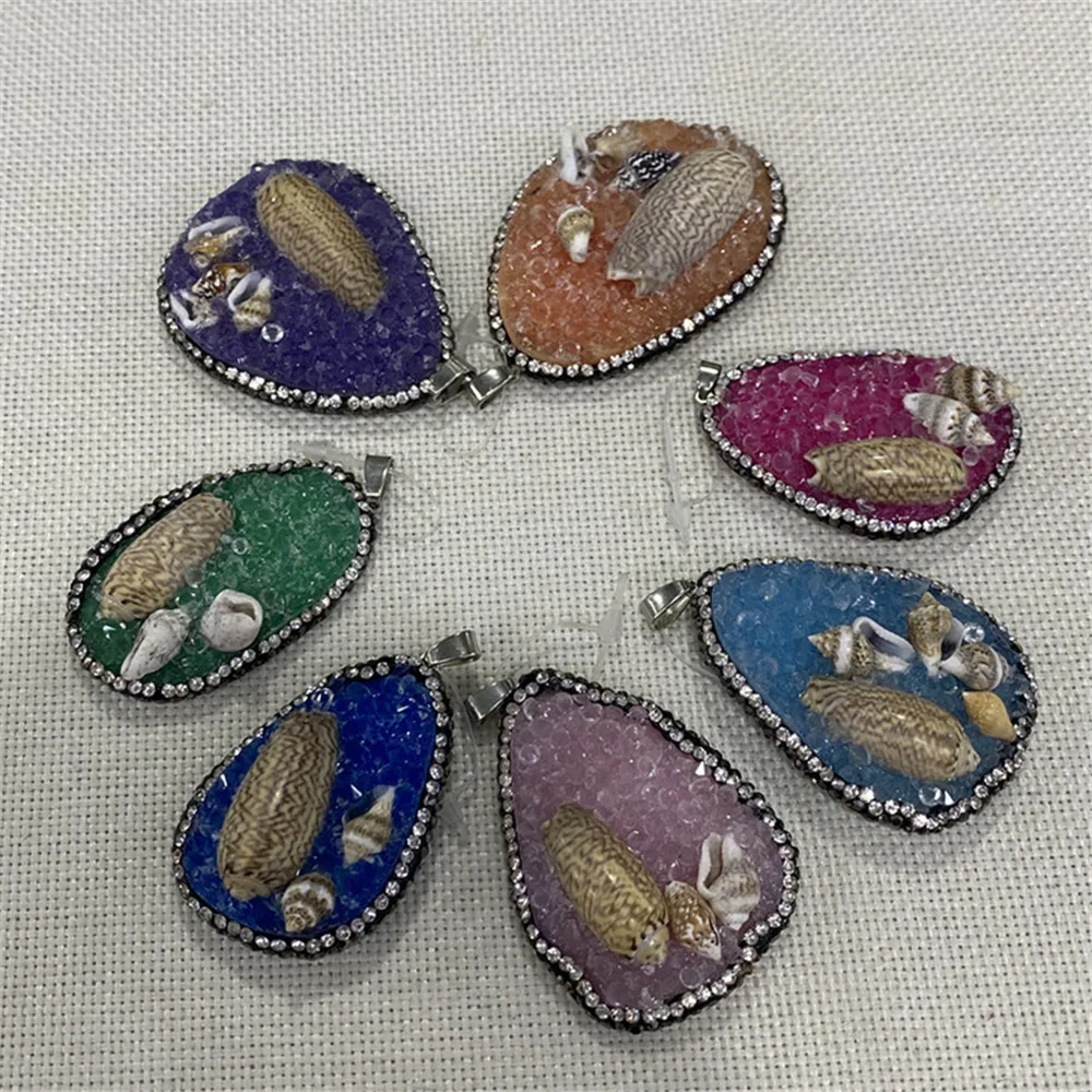 

High-quality Natural Stone Pendant Resin Inlaid Shell Necklace Pendant Handmade DIY Necklace Bracelet Jewelry Creation Supplies