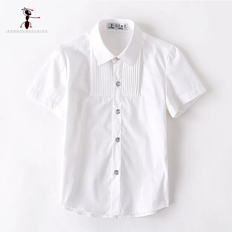 

Лидер продаж, летняя детская одежда, рубашки для маленьких мальчиков, однотонные хлопковые детские рубашки с коротким рукавом для мальчико...