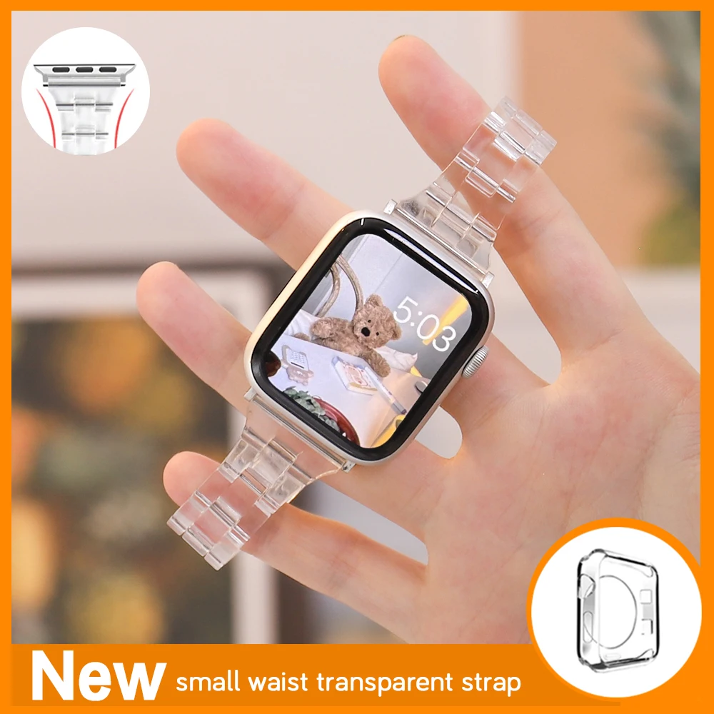 

Slim Transparent Jelly Band For Apple Watch 44mm 40mm Series Se/654 Clear Strap on Smart Iwatch 123 38mm 42mm Bracelet Watchband