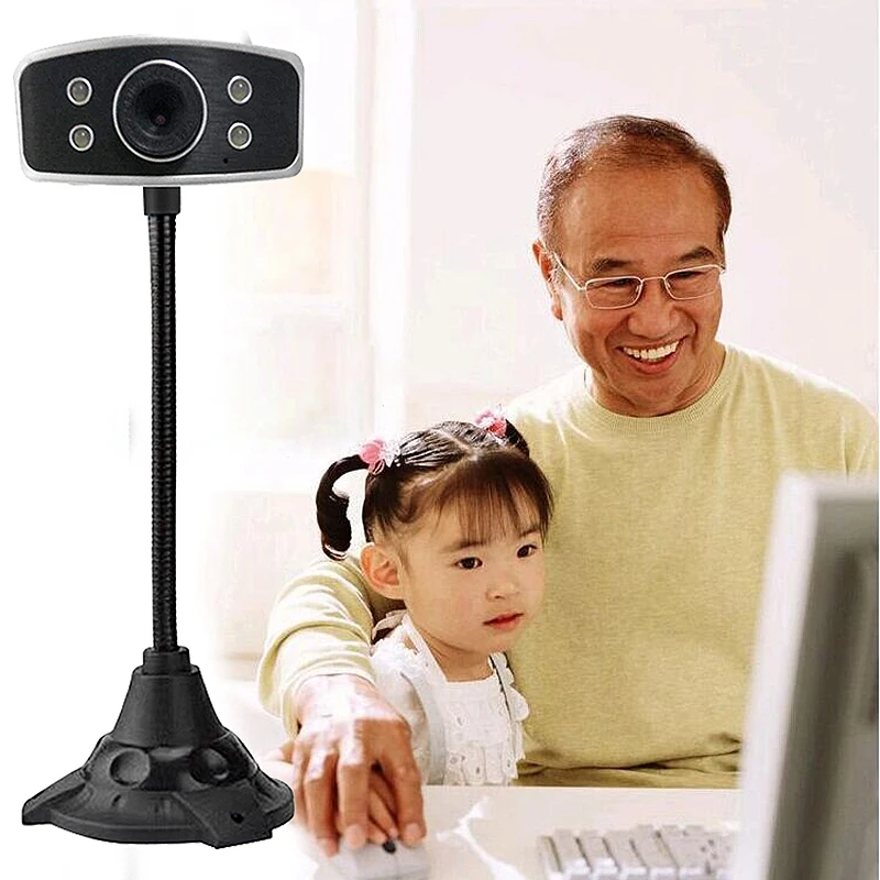 

Computer Camera, USB Night Vision High Pole LED Video Network Camera, Suitable for Desktop Laptop