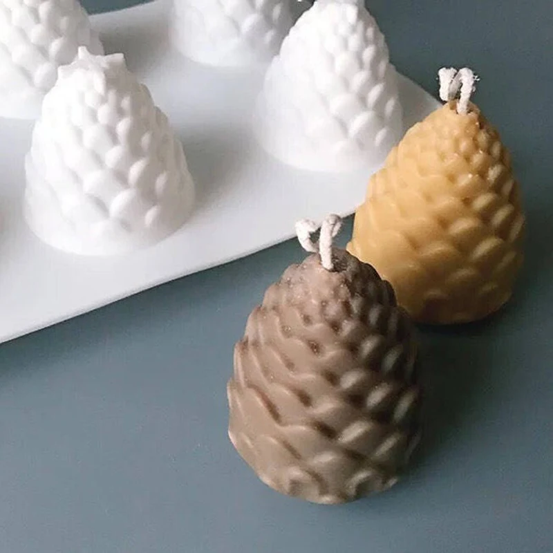 6 Cavities Pine Cones Silicone Mold for DIY Handmade Candle Making 3D Molds Wax | Дом и сад