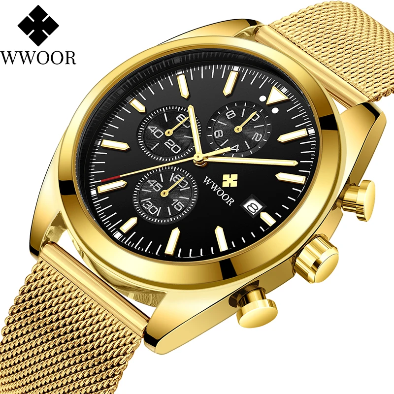 WWOOR 2021 New Fashion Men Watch Top Brand Luxury Wrist Watch Quartz Watches Men Waterproof Sports Chronograph Relogio Masculino