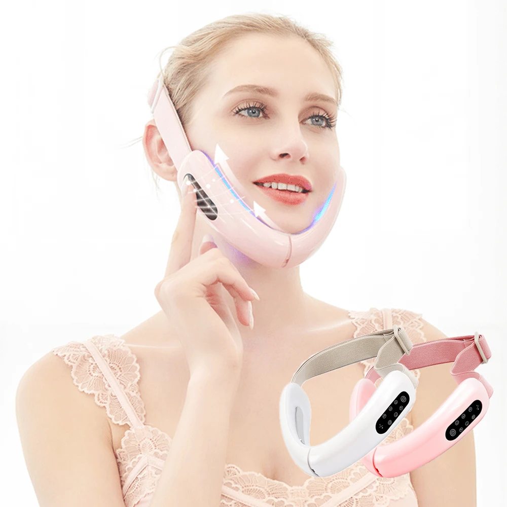 

Chin V-Line Up Lift Belt Machine Red Blue LED Photon Therapy Facial Lifting Device Face Slimming Galvanic Massager V-Face Care