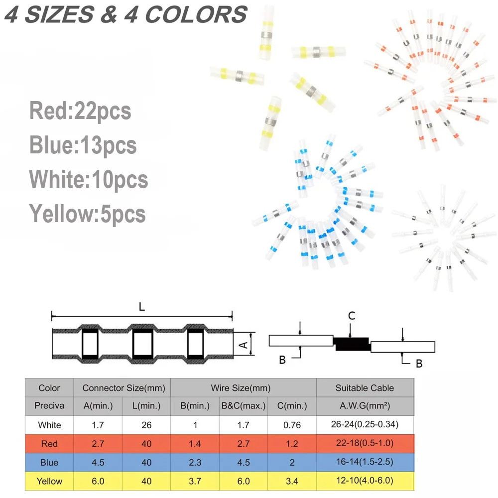Электрические провода клемм набор термоусадочная трубка приклада 50 шт
