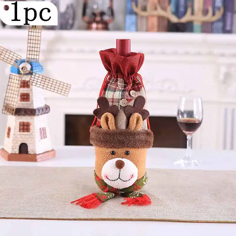 1PC B 1/2/3/4 шт. год Рождество бутылки вина Обложка сумки ужин вечерние украшения Рождественские аксессуары Санта Клаус бутылки вина с откидной крышкой - Цвет: 1PC B