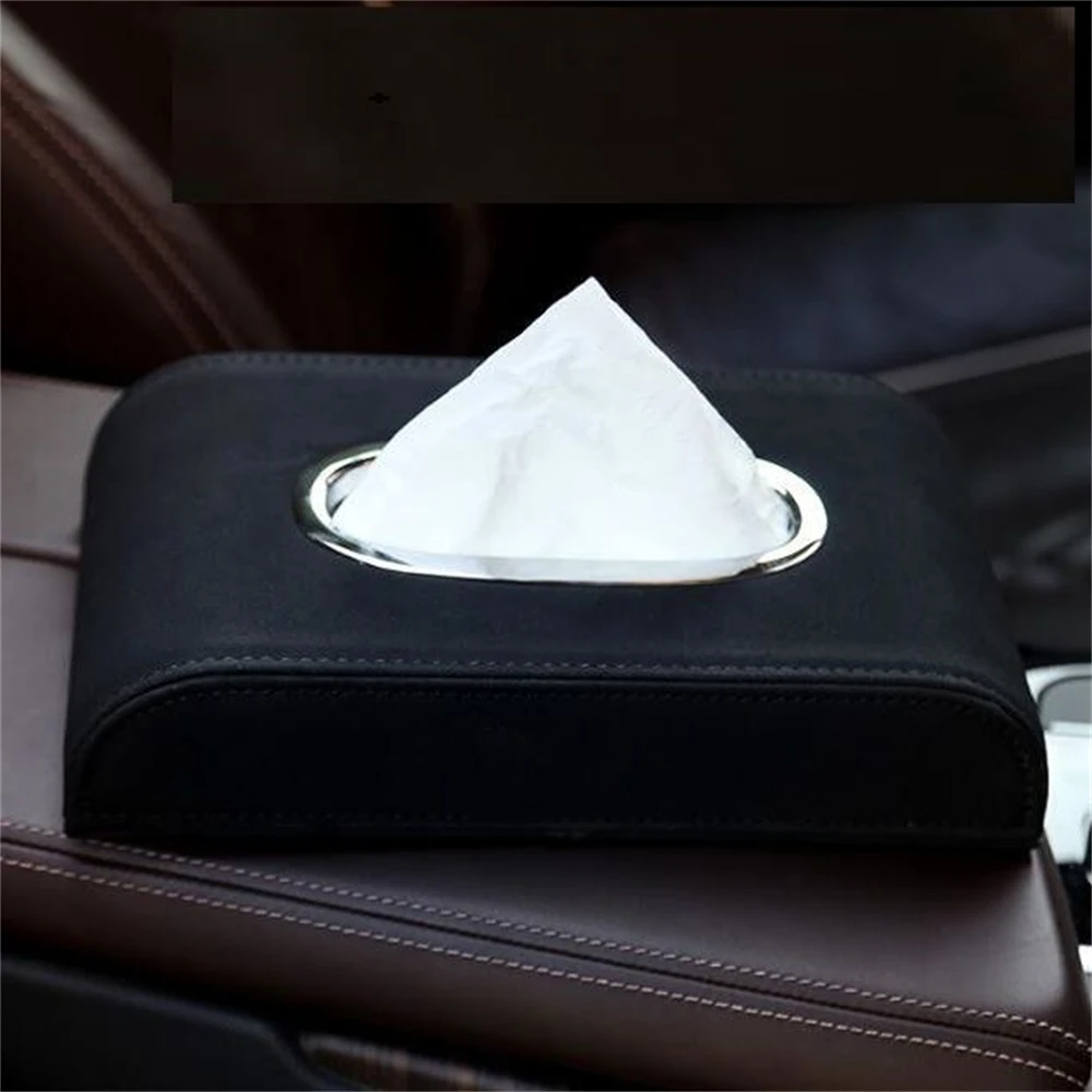 

Universal Car Black Tissues Armrest Leather Tissue Box Holder Trash Box Creative Removable Paper Napkin Box Organizer For Car