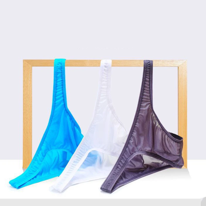 Для мужчин сексуальные трусы брифы s супер мягкий короткий Ice Silk с мешочком для