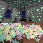 100 шт. 3D светящиеся наклейки в форме звезды, флуоресцентные настенные наклейки для детской комнаты, спальни