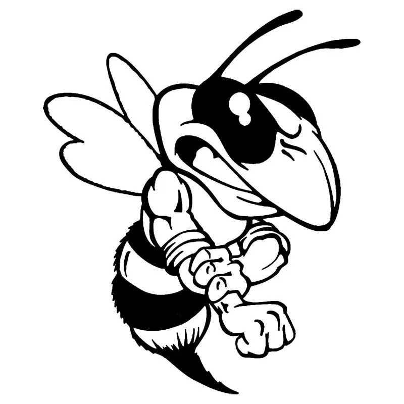 

Interesting Animal Shape Car Sticker Cute Cartoon Attack Bee Car Sticker Personality Interesting Decal Black/white, PVC15cmx12cm