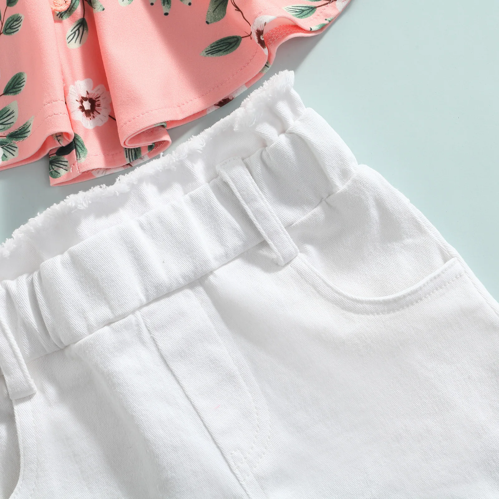 

Ma&Baby 2-7Y Toddler Kid Girls Clothes Set Summer Lace Ruffles Sleeve Tops Shorts Floral Outfits Children Clothing DD40