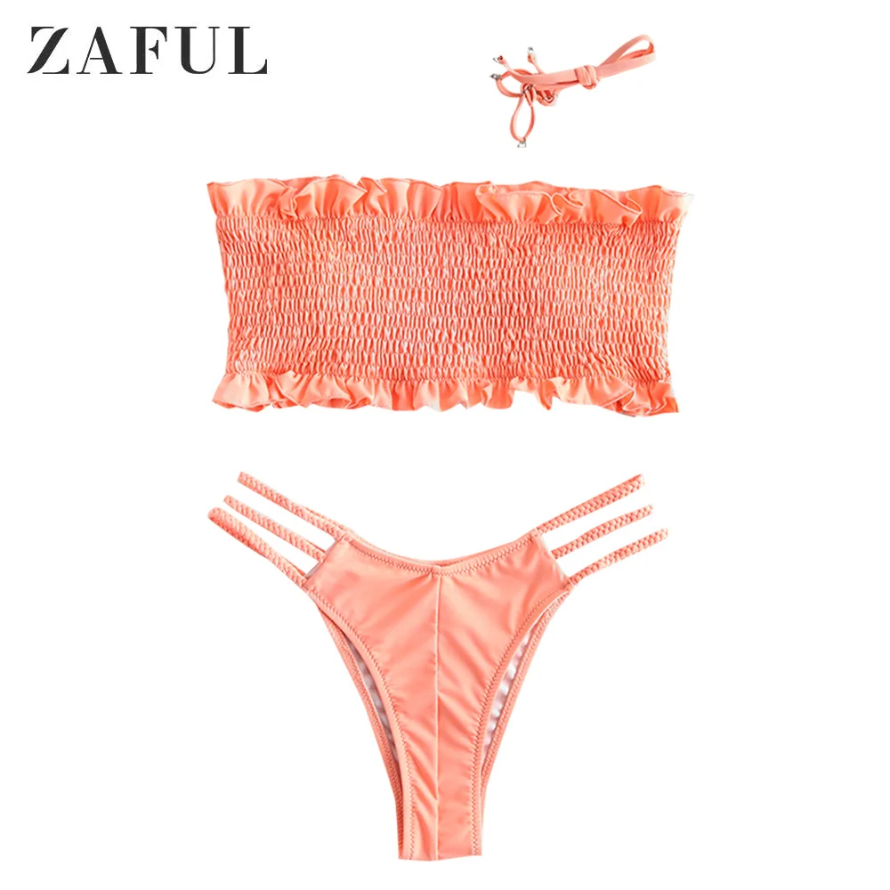 ZAFUL комплект бикини с оборками Плетеный бандо|Купальники| |