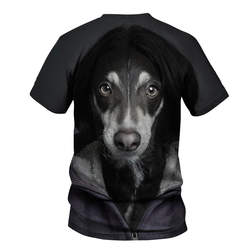 

Newest Dog t shirt men's Tops Funny Black dog 3D Printed T-shirt Men Short sleeve O-neck T-shirt Summer Casual Tops Men clothing