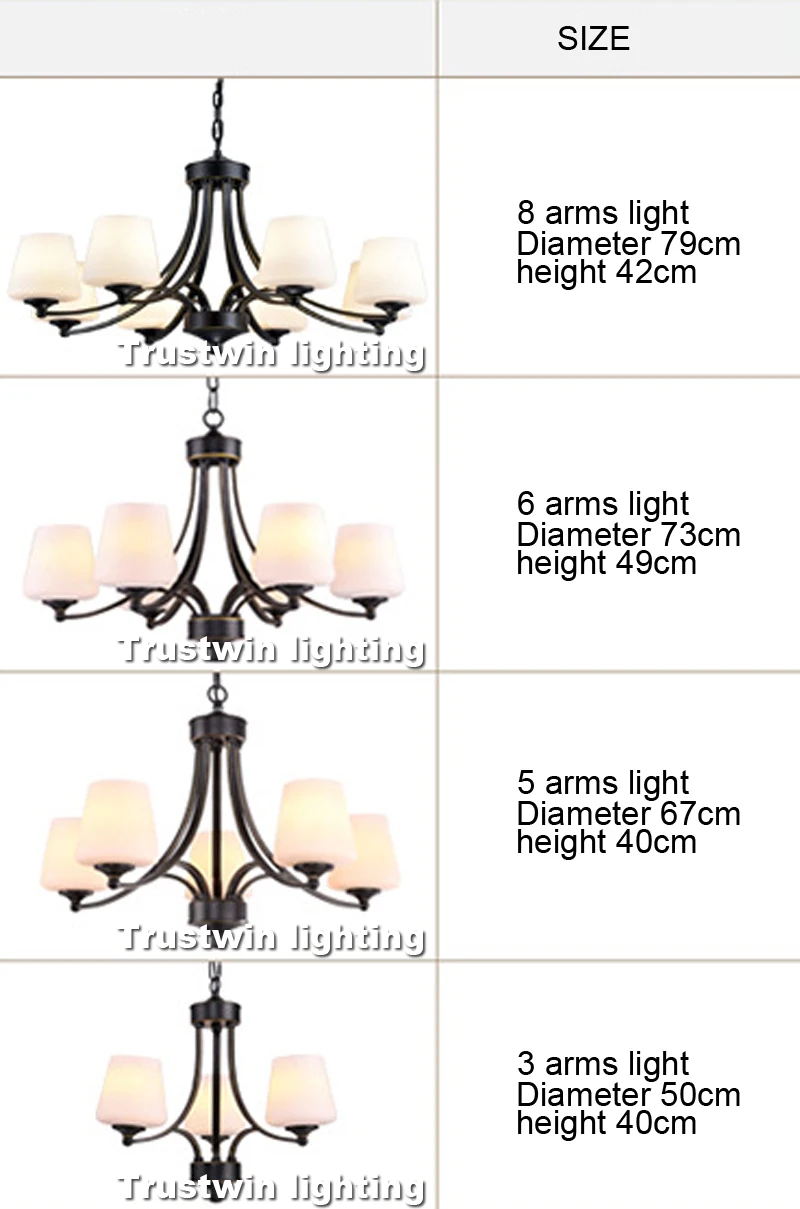 Iron Chandelier Light Lamp Ancient Retro Vintage 3 5 6 8 Arms Lights Chain Hanging America Country Village Glass Europe AC | Освещение