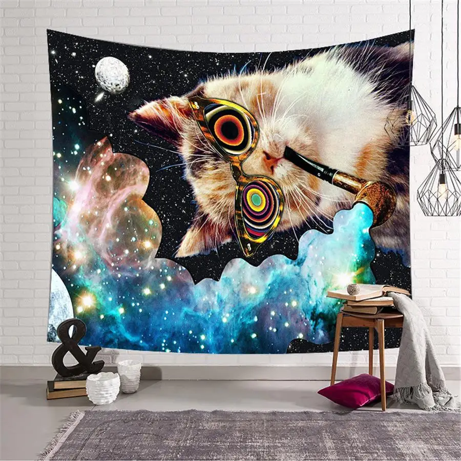 

Bohemia Astronaut Wall Tapestry Girl Boho Decor Psychedelic Tapestry Wall Hanging Blanket Mandala Hippie Gobelin Cat Snake Pink