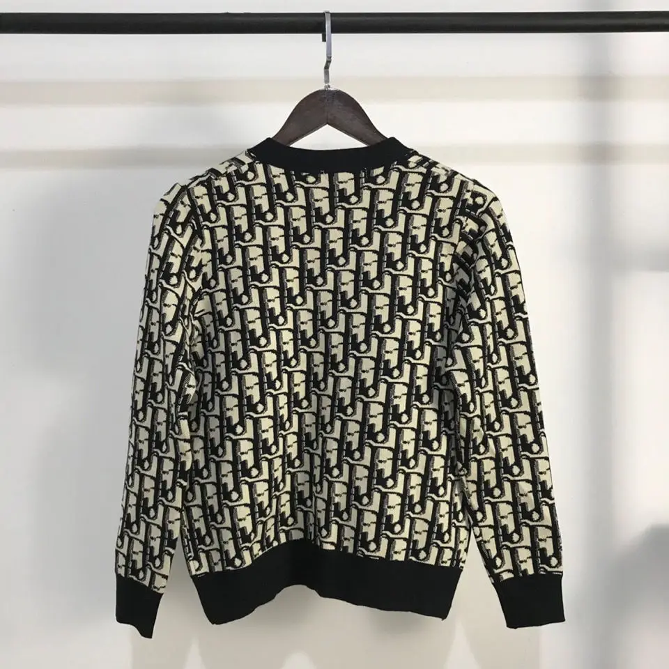 

2021 New Spring and Autumn Tops Fashion Brand Letter Printed Knitted Cardigan V-neck Loose Sweater Women