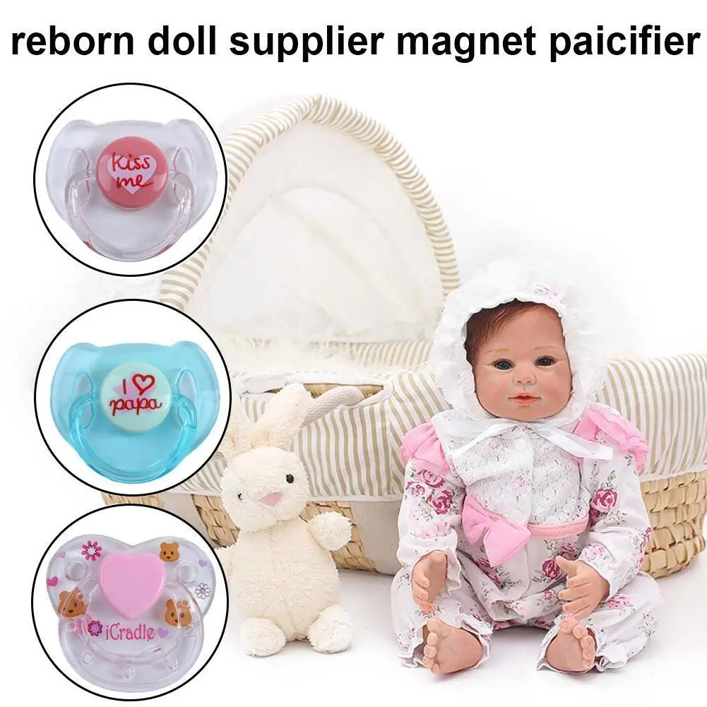 

Reborn Doll Accessories Dummy Magnetic Soother Pacifier Magnet For Simulation Reborn Dolls Plastic Letter Pattern High-quality