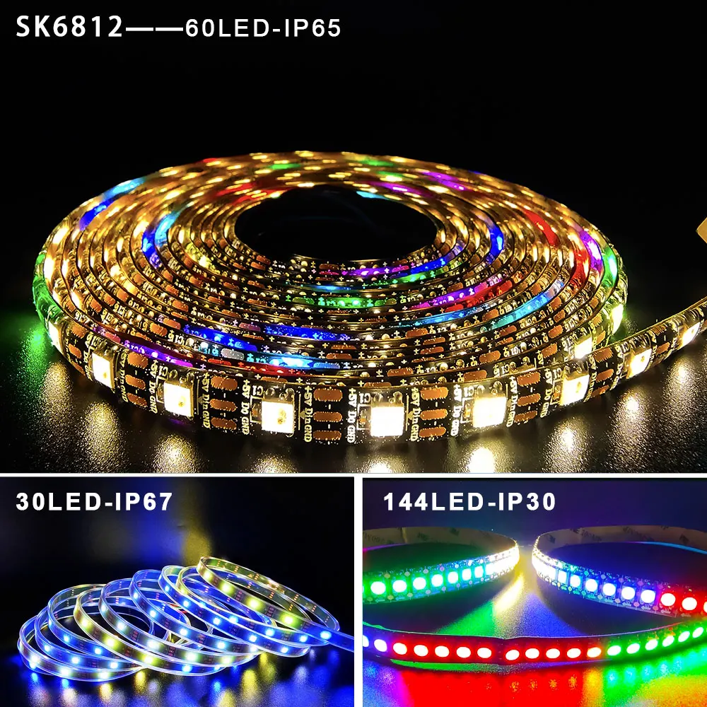Светодиодная лента RGB WS2812B/WS2811/WS2813/WS2815/SK6812 черная/белая печатная плата 30/60/144