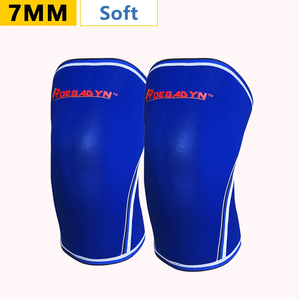 004 Blue(7mm) ROEGADYN Профессиональное качество 7 мм жесткий неопрен компрессионный наколенник рукава Вес подъема колена поддержка Скоба для приседаний - Цвет: 004 Blue(7mm)