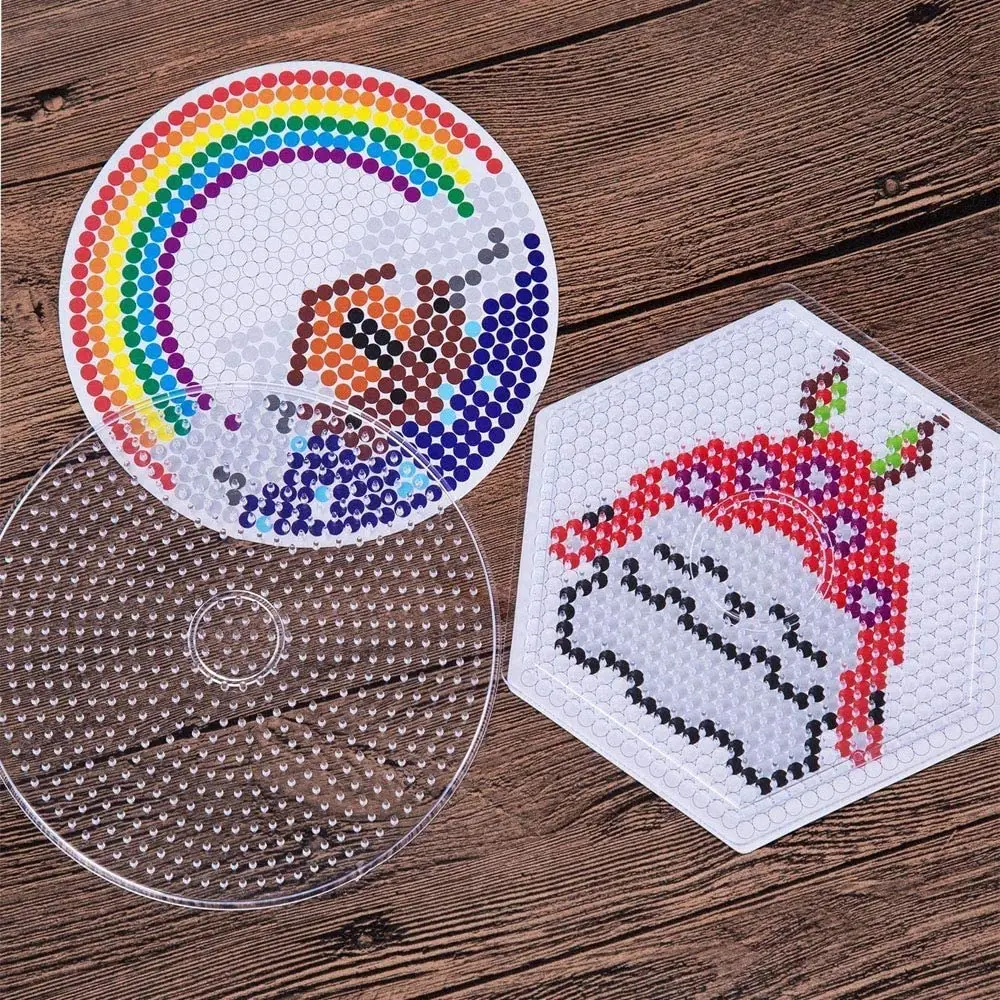 

6Pcs/Lot hama beads puzzle board 5mm Hama Beads Pegboard Transparent Template Circular Square Tool DIY Figure Material Board