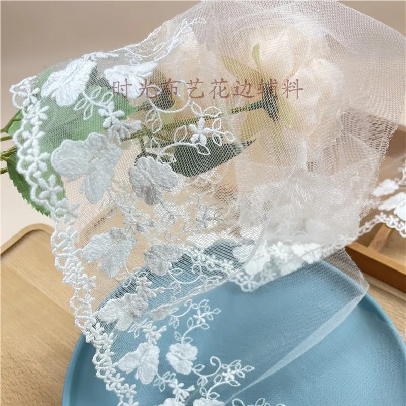 Сетчатая кружевная ткань с вышивкой 1 метр ширина 15 см | Дом и сад