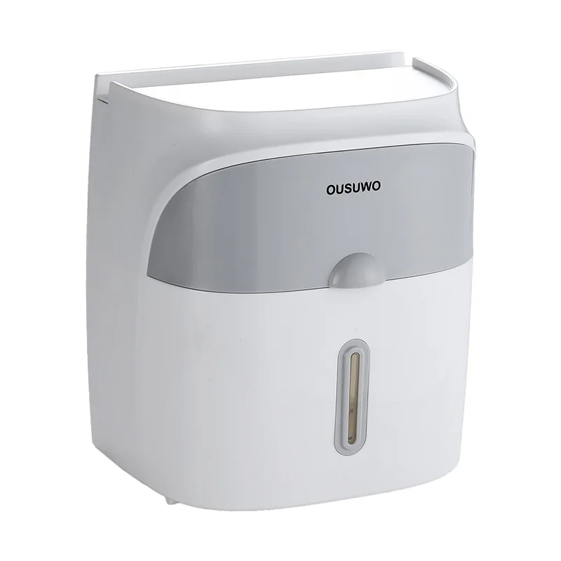 Серый держатель для туалетной бумаги ванной комнаты настенный с полкой