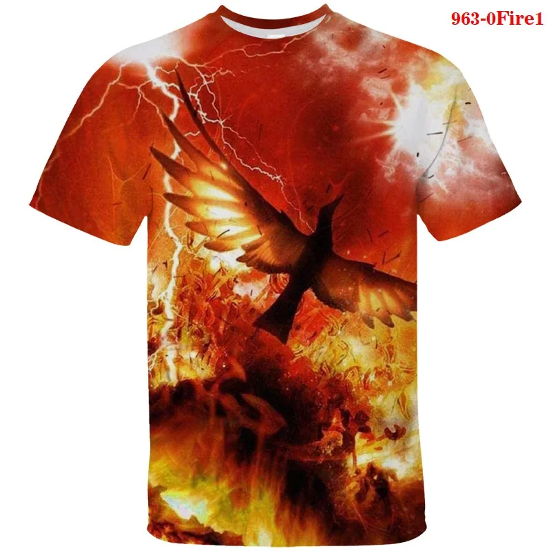 

Новинка 2021, брендовая футболка с рисунком огненной птицы Феникс, Детская футболка с 3D принтом, повседневные Забавные топы, детские футболки,...