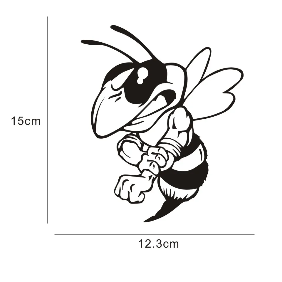 15*12cm 3D Car Sticker and Decal Angry Cute Bee Cartoon Vinyl Reflective Styling Accessories | Автомобили и мотоциклы