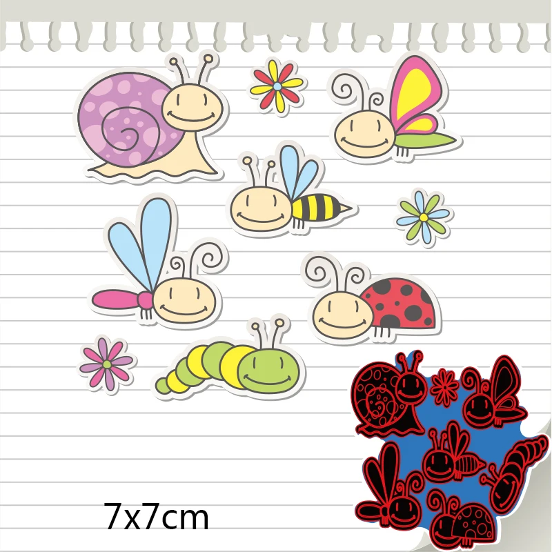 

Cutting Metal Dies Insects for 2020 New Stencils DIY Scrapbooking Paper Cards Craft Making New Craft Decoration 70*70mm