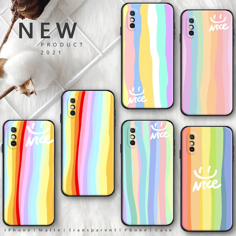 

Rainbow Cute Cartoon Phone Case For iPhone 13 12 11 Pro MAX 6 6S 7 8 Plus 13 12 Mini X XR XS MAX Funda Coque Carcasa Cases Soft