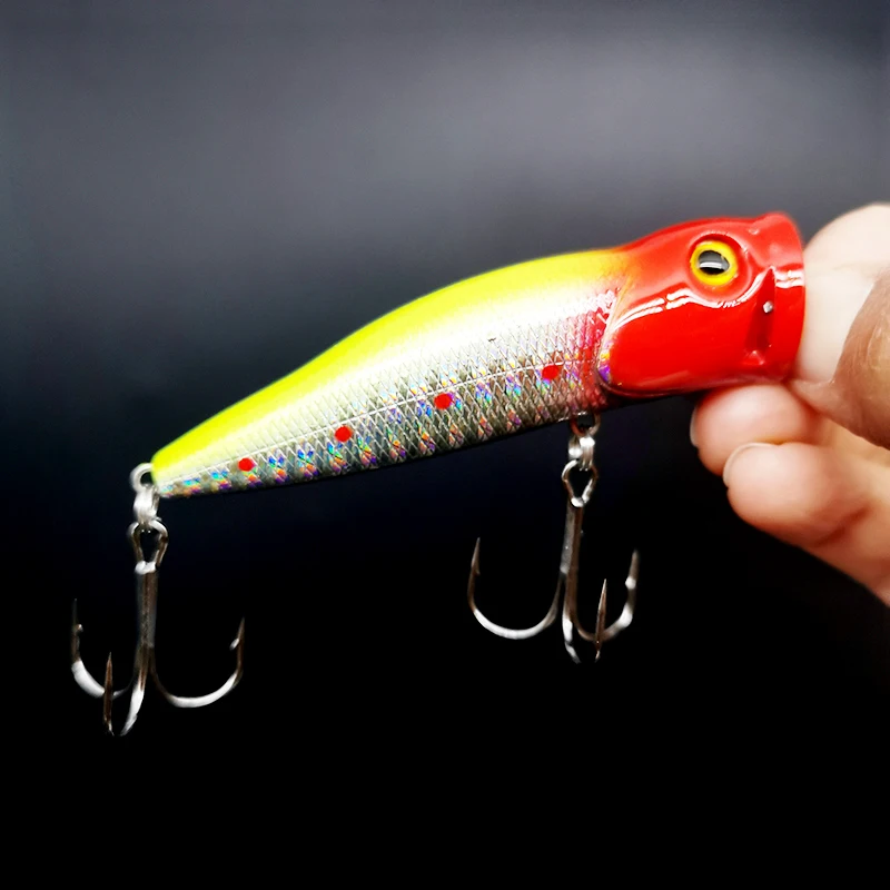

Popper Fishing Lures Topwater Whopper Popper 3D Eyes Saltwater Lure Artificial Bait For Trout Fishing Articulos De Pesca 7cm9cm