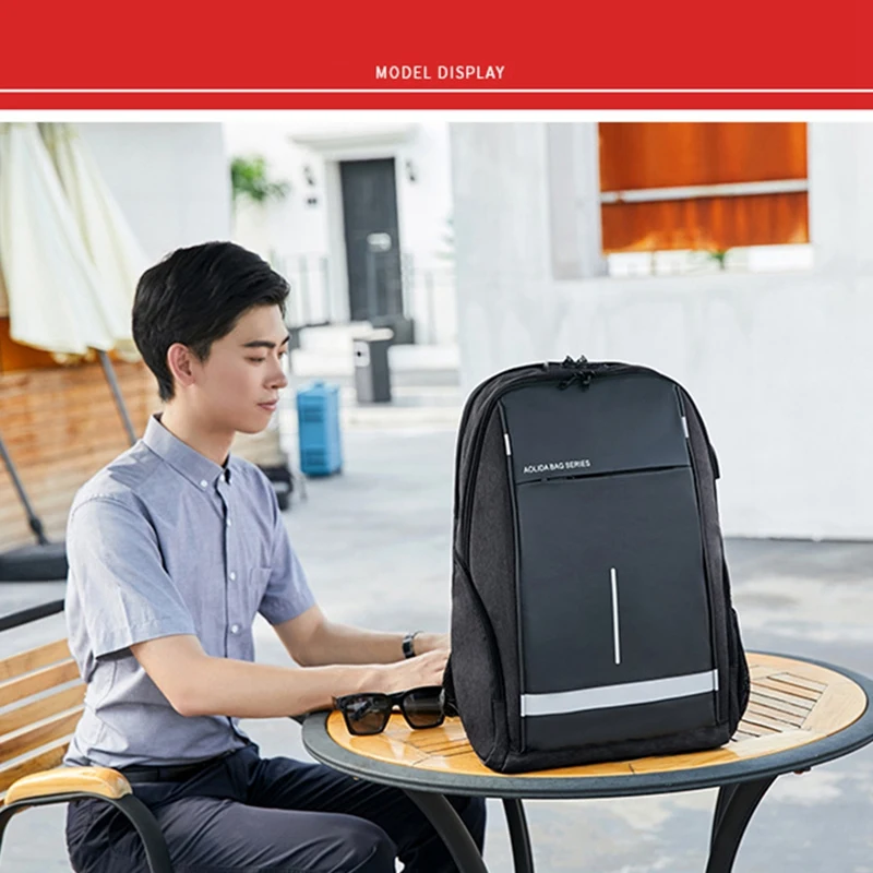 

AOLIDA Backpack Men's Korean Casual USB Men's Backpack Outdoor Computer Bag Business Multifunctional Bag
