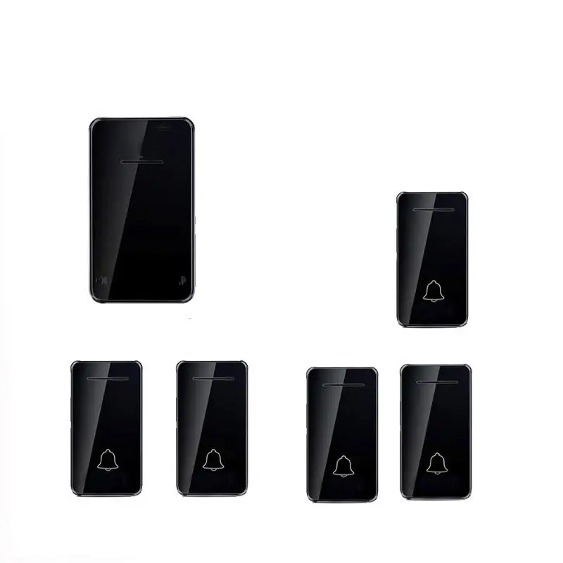 

Black Emitter Free of Battery Bell Kits 5TX Wireless Door Ring 110-220V Long Range Doorbell Remote Emergency Button