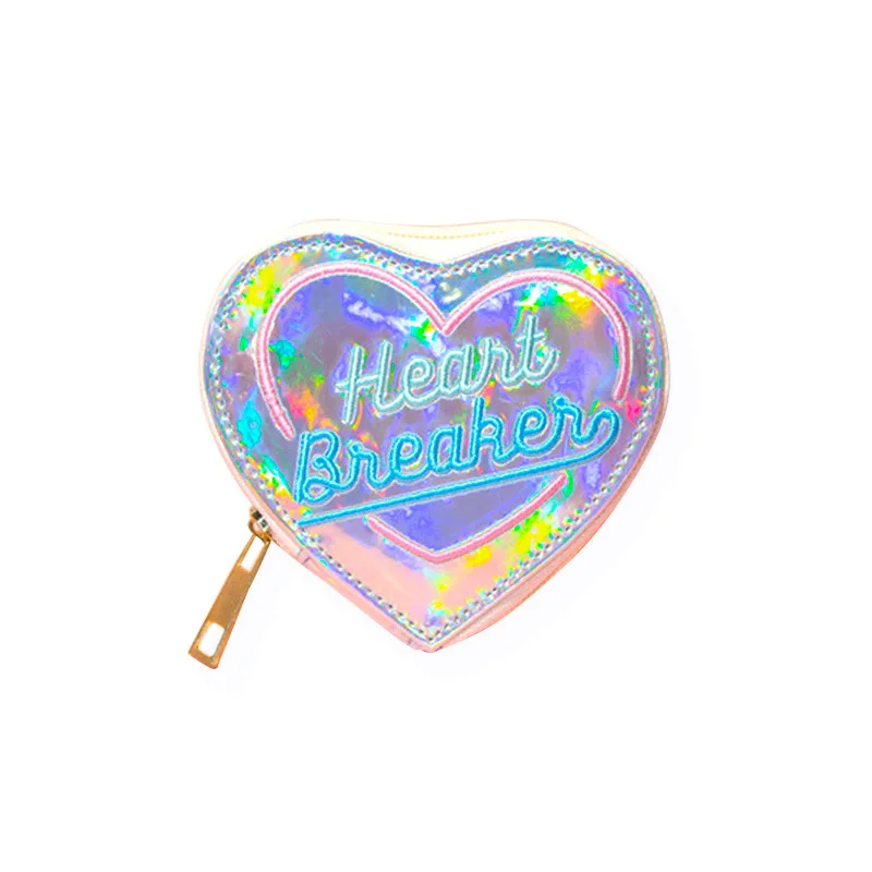 Кошелек с вышивкой в виде персикового сердца лазерный Яркий кожаный кошелек