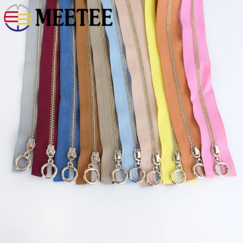 Meetee 2/5 шт 3#70 см с металлическими заклепками; туфли-лодочки на молнии, Fermeture застежкой-молнией A Coudre с открытым концом застёжка-молния для шитья DIY аксессуары для одежды KY2135