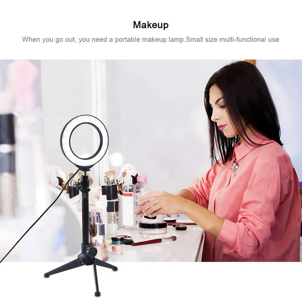 Ring Light 16Cm With Tripod Stand Cell Phone Holder USB 3 Modes LED Makeup Selfie for Live Video Studio | Мобильные телефоны и