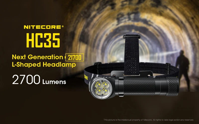 2700 люмен Nitecore HC35 4 x CREE XP-G3 S3 светодиоды следующего поколения 21700 Г-образный налобный фонарь с аккумулятором 4000 мАч