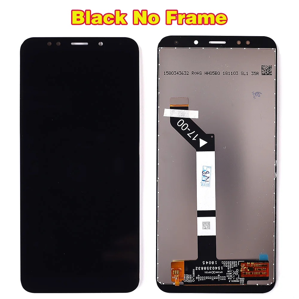 Black without Frame Протестированный ЖК-дисплей для Xiaomi Redmi 5 Plus, дигитайзер в сборе, сенсорный экран с олеофобным покрытием, 10 мультитач - Цвет: Black without Frame