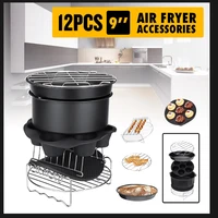 12pcs air fryer accessories 9 inch fit for airfryer 5 2 6 8qt baking basket pizza plate grill pot kitchen cooking tool for party
