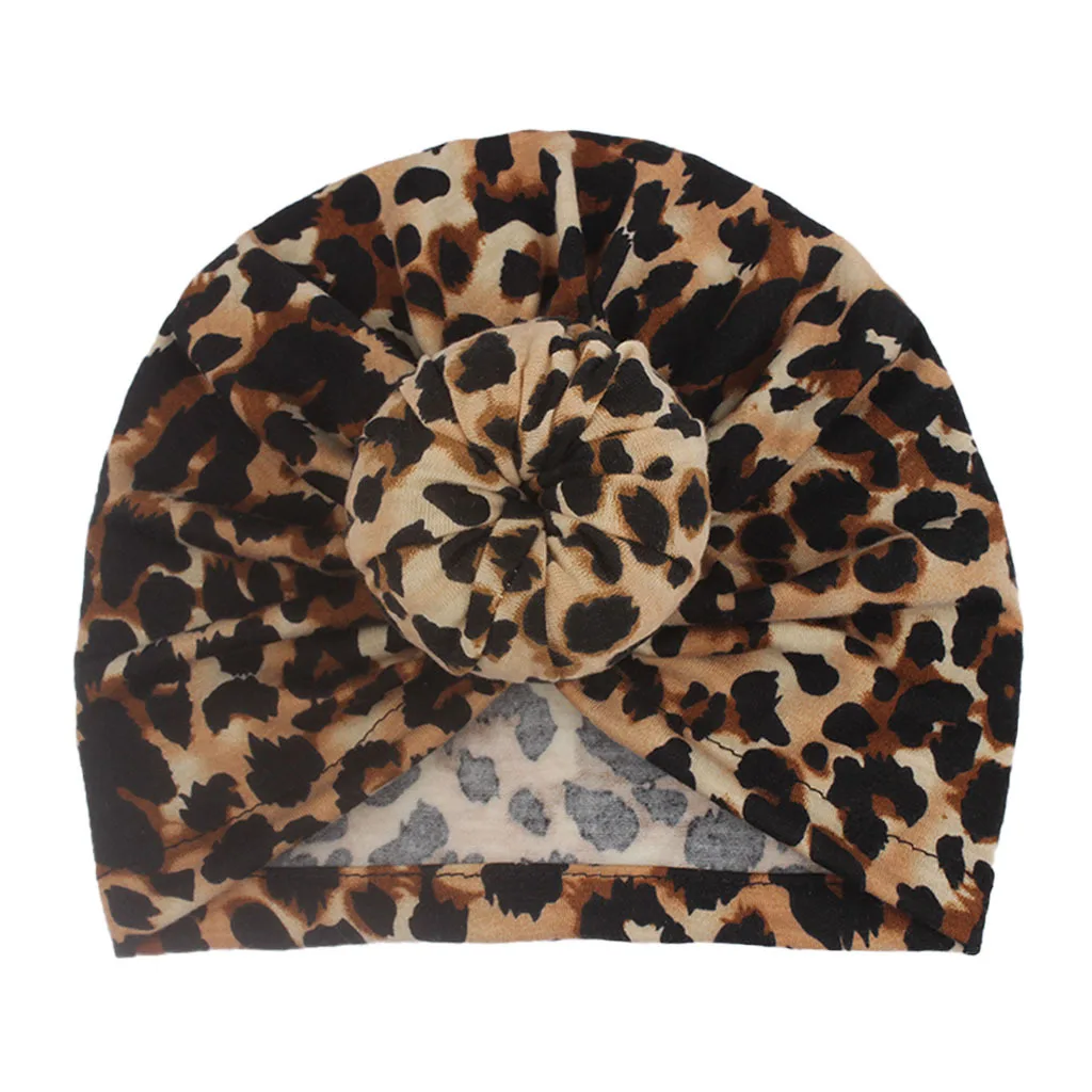 Fashion Kids Infant Printted Leopard Caps Soft Cotton Baby Girls Hats Toddler Turban Bonnet Newborn Headwear Accessories Gifts | Мать и