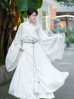2021 men hanfu robe costume traditional chinese fairy costumes chiffon crane embroidery hanfu robe stage performance clothing