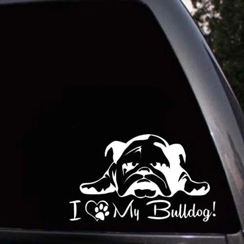 

Auto Accessories for English French Dog Pet Dog Paws Love Hearts Car Window Laptop Decal Sticker Car Styling Zhongsu