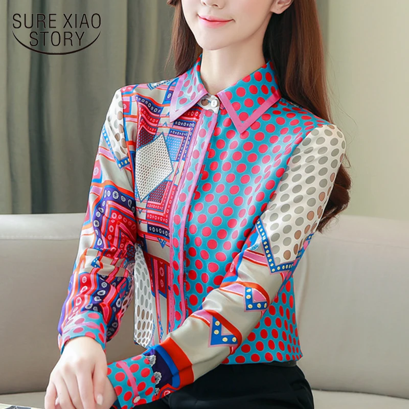 Женские топы и блузки весна 2021 разноцветные шелковые рубашки с принтом женские