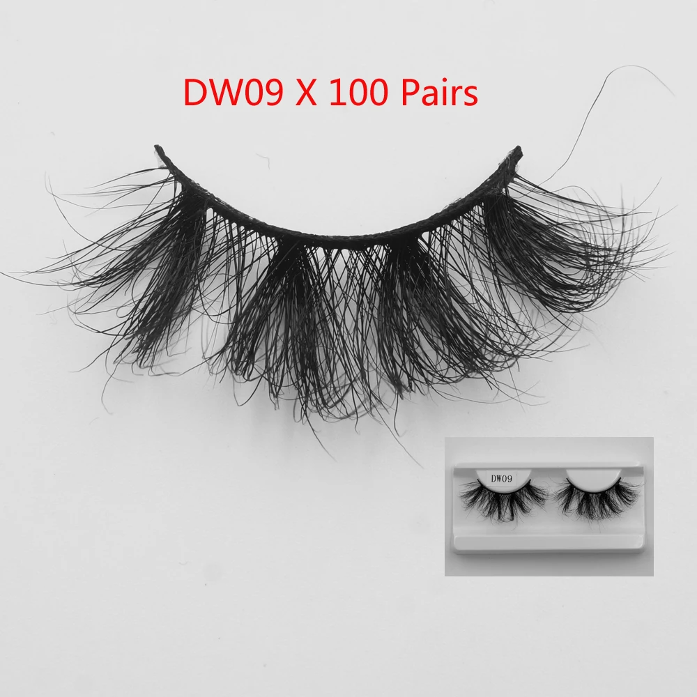 

25mm 100 Pairs Bulk Sale Makeup Eyelashes 3D Mink Lashes Fluffy Soft Wispy Volume Natural Long Cross False Eye Reusable Eyelash