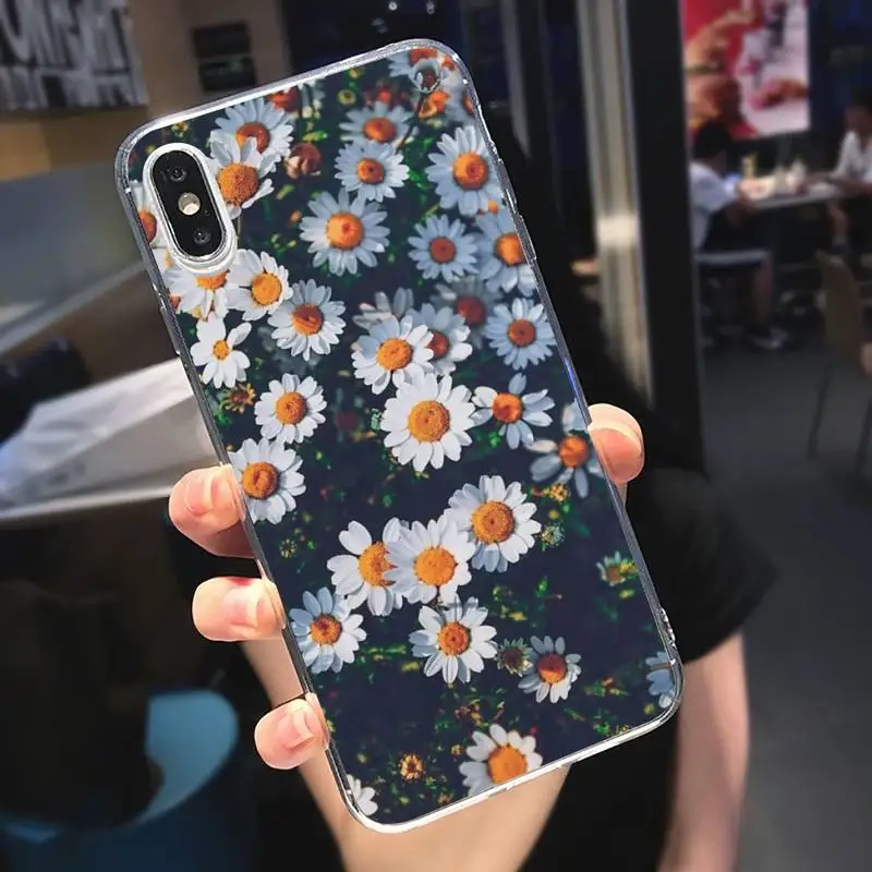 

Daisy flowers pattern Phone Case Transparent soft For iphone 5 5s 5c se 6 6s 7 8 11 12 plus mini x xs xr pro max