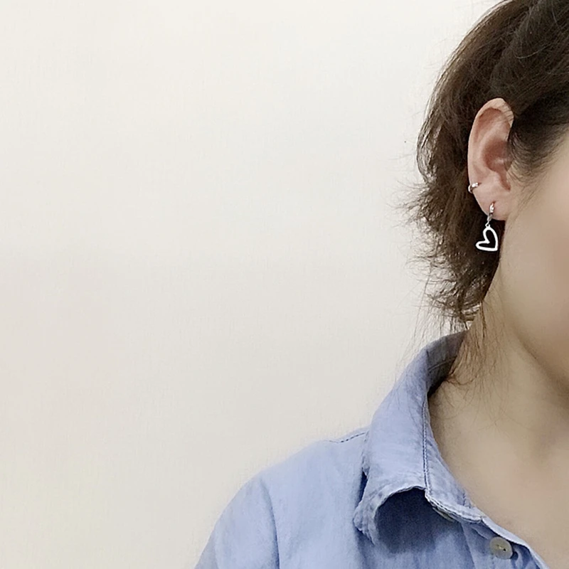 925 пробы серебряные серьги креативный дизайн в форме сердца Короткая подвеска